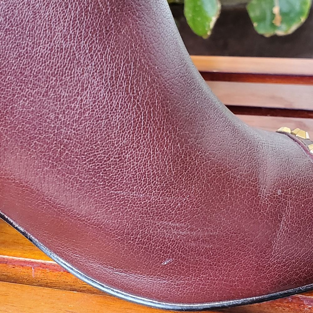 Metaphor Wine Colored Open Heels With Gold Studs … - image 7